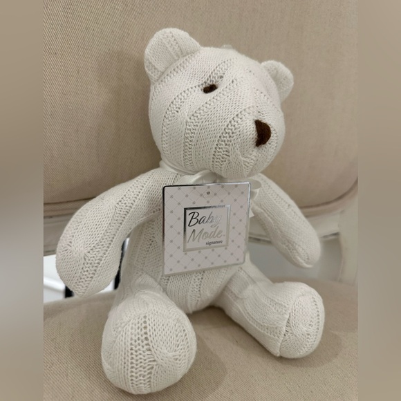 🤍 Cable White Knit Teddy Bear NWT - Picture 7 of 7